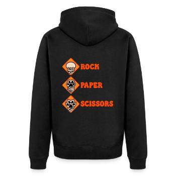 Rockpapierschere Handspiel Lustige Katzenkinder - Unisex Premium Bio Zip Hoodie - Schwarz - Hinten - Nico (187cm)