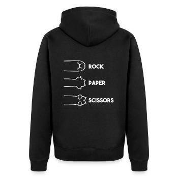 Rockpapierschere Handspiel Lustige Katzenkinder - Unisex Premium Bio Zip Hoodie - Schwarz - Hinten - Nico (187cm)