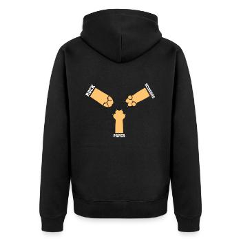 Rockpapierschere Handspiel Lustige Katzenkinder - Unisex Premium Bio Zip Hoodie - Schwarz - Hinten - Nico (187cm)