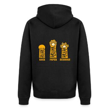 Rockpapierschere Handspiel Lustige Katzenkinder - Unisex Premium Bio Zip Hoodie - Schwarz - Hinten - Nico (187cm)