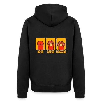 Rockpapierschere Handspiel Lustige Katzenkinder - Unisex Premium Bio Zip Hoodie - Schwarz - Hinten - Nico (187cm)