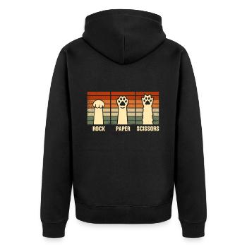 Rockpapierschere Handspiel Lustige Katzenkinder - Unisex Premium Bio Zip Hoodie - Schwarz - Hinten - Nico (187cm)