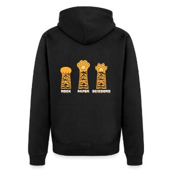 Rockpapierschere Handspiel Lustige Katzenkinder - Unisex Premium Bio Zip Hoodie - Schwarz - Hinten - Nico (187cm)