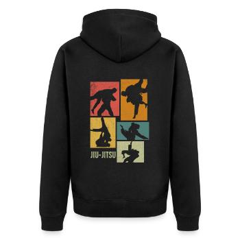 Jiu-Jitsu Brésilien Rétro - Veste à capuche bio Premium Unisexe - noir - Dos - Nico (187cm)