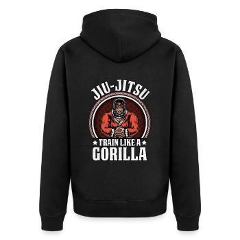 Jiu-Jitsu train like a Gorilla - Unisex Premium Organic Zip Hoodie - black - Back - Nico (187cm)