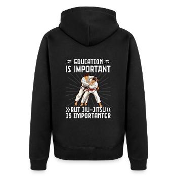 L’éducation est importante, mais le Jiu-Jitsu est important - Veste à capuche bio Premium Unisexe - noir - Dos - Nico (187cm)