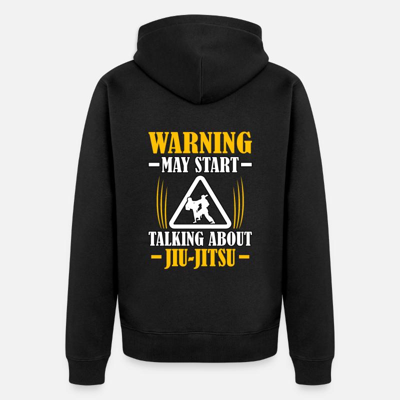 Warning may talking about Jiu-Jitsu - Unisex Premium Bio Zip Hoodie - Schwarz