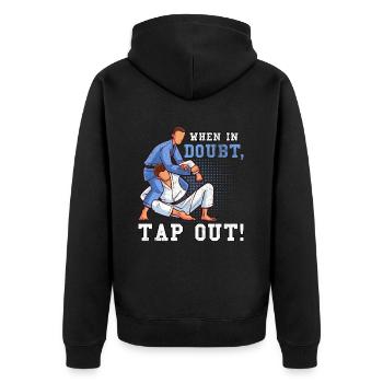 When in doubt tap out - Unisex Premium Bio Zip Hoodie - Schwarz - Hinten - Nico (187cm)