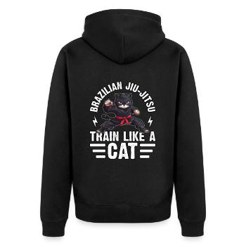 Entraînez-vous comme un chat - Veste à capuche bio Premium Unisexe - noir - Dos - Nico (187cm)