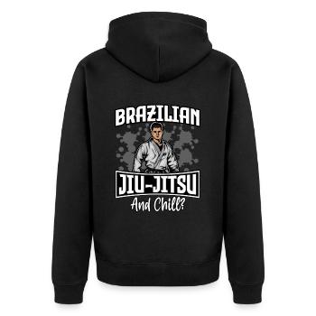 Jiu-Jitsu brésilien et chill - Veste à capuche bio Premium Unisexe - noir - Dos - Nico (187cm)