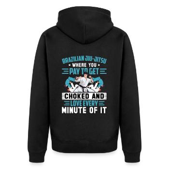 Brazilian Jiu-Jitsu BJJ - Unisex Premium Organic Zip Hoodie - black - Back - Nico (187cm)