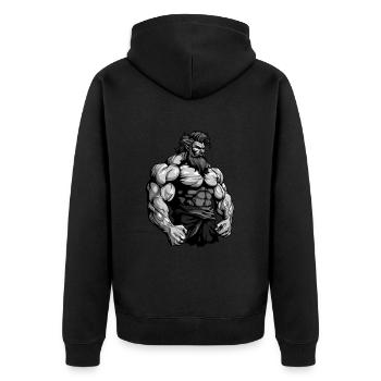 Bodybuilder Muscles Workout Gym - Unisex Premium Organic Zip Hoodie - black - Back - Nico (187cm)