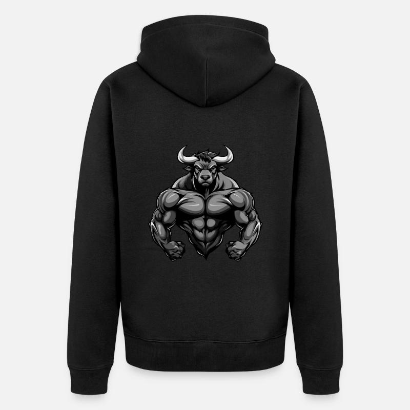 Bull Bull Musculation Muscles - Veste à capuche bio Premium Unisexe - noir