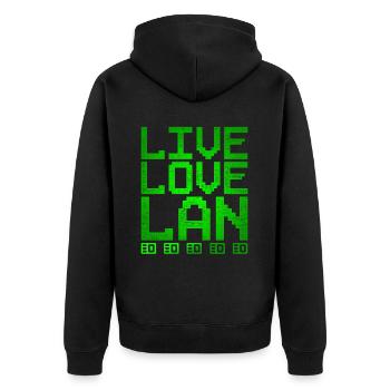 Administrateur réseau Live Love Lan - Veste à capuche bio Premium Unisexe - noir - Dos - Nico (187cm)