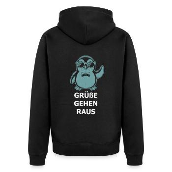 Pinguin Sonnebrille - Unisex Premium Bio Zip Hoodie - Schwarz - Hinten - Nico (187cm)