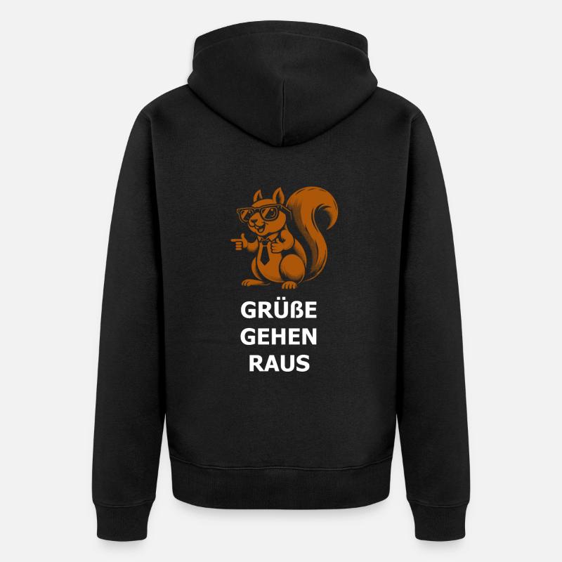 freches Eichhörnchen - Unisex Premium Bio Zip Hoodie - Schwarz