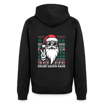 cooler Weihnachtsmann - Unisex Premium Bio Zip Hoodie - Schwarz - Hinten - Nico (187cm)
