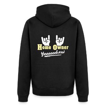 Homeowner New Home - Unisex Premium Bio Zip Hoodie - Schwarz - Hinten - Nico (187cm)