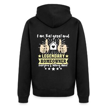 Homeowner New Home - Unisex Premium Bio Zip Hoodie - Schwarz - Hinten - Nico (187cm)
