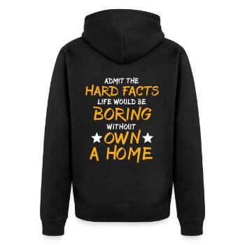 Homeowner New Home - Unisex Premium Bio Zip Hoodie - Schwarz - Hinten - Nico (187cm)
