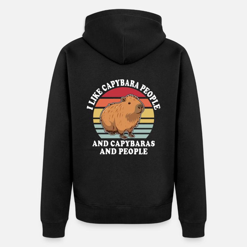 Capybara Sprüche - Unisex Premium Bio Zip Hoodie - Schwarz