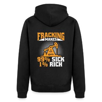 Oilfield Oil Rig Fracking - Unisex Premium Organic Zip Hoodie - black - Back - Nico (187cm)