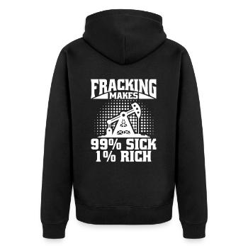 Ölfeld Bohrinsel Fracking - Unisex Premium Bio Zip Hoodie - Schwarz - Hinten - Nico (187cm)