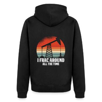 Oilfield Oil Rig Fracking - Unisex Premium Organic Zip Hoodie - black - Back - Nico (187cm)
