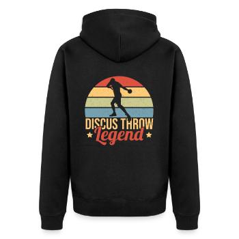 Diskuswerfen Diskuswerfer Geschenk - Unisex Premium Bio Zip Hoodie - Schwarz - Hinten - Nico (187cm)