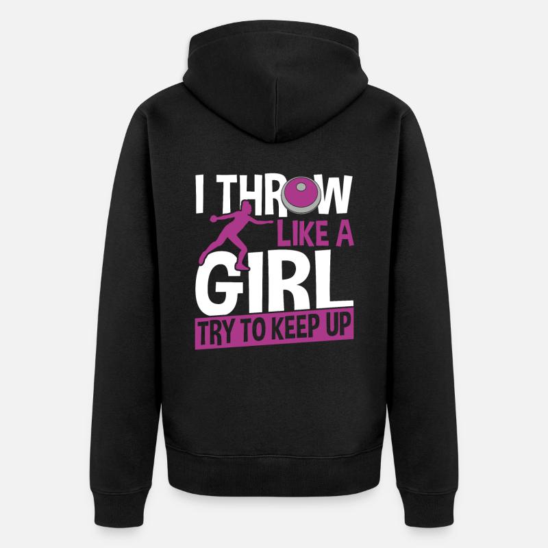 Diskuswerfen Diskuswerfer Geschenk - Unisex Premium Bio Zip Hoodie - Schwarz