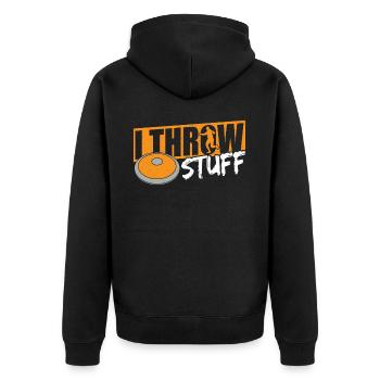 Diskuswerfen Diskuswerfer Geschenk - Unisex Premium Bio Zip Hoodie - Schwarz - Hinten - Nico (187cm)