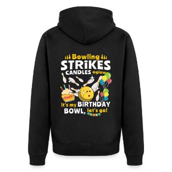 Bowling Geburtstag Bowlingspieler - Unisex Premium Bio Zip Hoodie - Schwarz - Hinten - Nico (187cm)