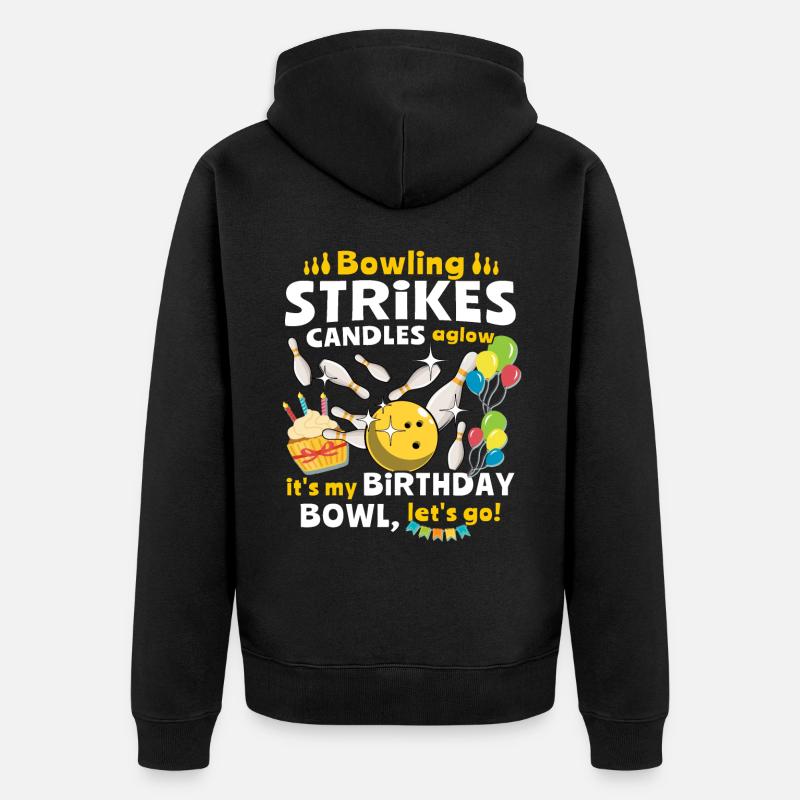 Bowling, Bowler d’anniversaire - Veste à capuche bio Premium Unisexe - noir
