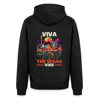Bundesstaat Las Vegas, Nevada, USA, Amerika, Vereinigte Staaten - Unisex Premium Bio Zip Hoodie - Schwarz - Hinten - Nico (187cm)