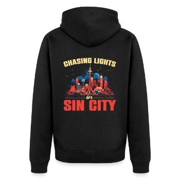 Bundesstaat Las Vegas, Nevada, USA, Amerika, Vereinigte Staaten - Unisex Premium Bio Zip Hoodie - Schwarz - Hinten - Nico (187cm)