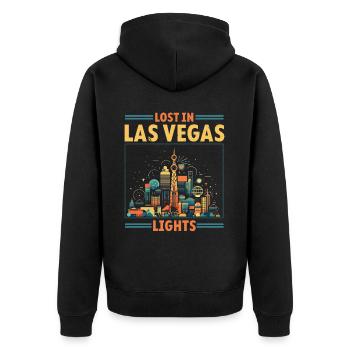 Bundesstaat Las Vegas, Nevada, USA, Amerika, Vereinigte Staaten - Unisex Premium Bio Zip Hoodie - Schwarz - Hinten - Nico (187cm)