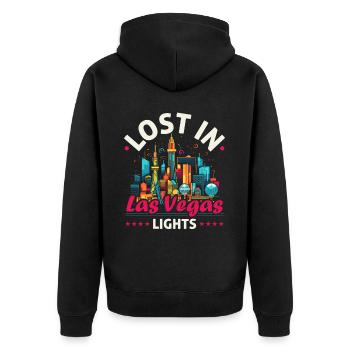 Bundesstaat Las Vegas, Nevada, USA, Amerika, Vereinigte Staaten - Unisex Premium Bio Zip Hoodie - Schwarz - Hinten - Nico (187cm)