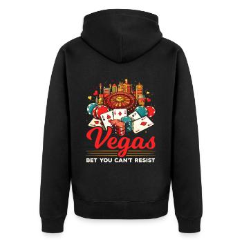 Bundesstaat Las Vegas, Nevada, USA, Amerika, Vereinigte Staaten - Unisex Premium Bio Zip Hoodie - Schwarz - Hinten - Nico (187cm)