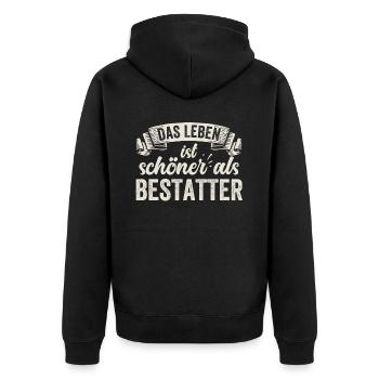 Lustige Bestatter Beerdigung Trauer Tod - Unisex Premium Bio Zip Hoodie - Schwarz - Hinten - Nico (187cm)