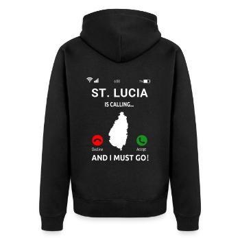 St. Lucia Karibik Insel Saint Lucia Urlaub Idee - Unisex Premium Bio Zip Hoodie - Schwarz - Hinten - Nico (187cm)