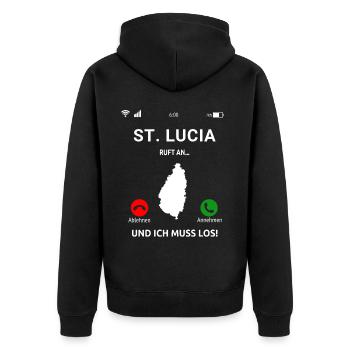 St. Lucia Karibik Insel Saint Lucia Urlaub Idee - Unisex Premium Bio Zip Hoodie - Schwarz - Hinten - Nico (187cm)