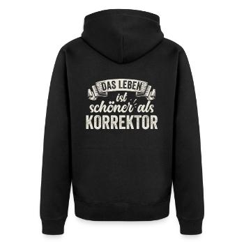Lustige Korrektor Lektor Text Fehler Sprache - Unisex Premium Bio Zip Hoodie - Schwarz - Hinten - Nico (187cm)