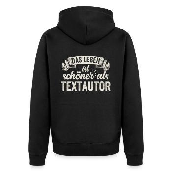 Lustige Textautor Schriftsteller Buch Geschichte - Unisex Premium Bio Zip Hoodie - Schwarz - Hinten - Nico (187cm)