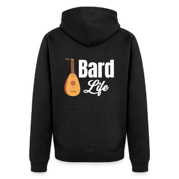 Bard Life, Lute Player, String Musician, Mandolinist - Unisex Premium Organic Zip Hoodie - black - Back - Nico (187cm)