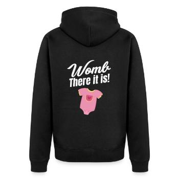 Gebärmutter, Da Ist Sie! Lustige Hebamme - Unisex Premium Bio Zip Hoodie - Schwarz - Hinten - Nico (187cm)