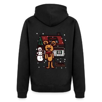 Teddy Schneefall Weihnachtsgeschenk Schlitten Kind - Unisex Premium Bio Zip Hoodie - Schwarz - Hinten - Nico (187cm)