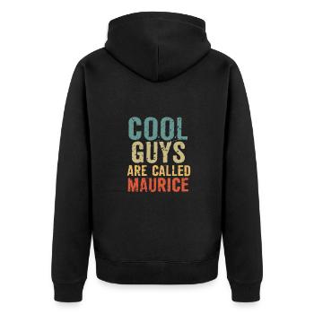 Cool guys are called Maurice - Unisex Premium Organic Zip Hoodie - black - Back - Nico (187cm)