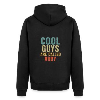 Cool guys are called Rudy - Unisex Premium Organic Zip Hoodie - black - Back - Nico (187cm)