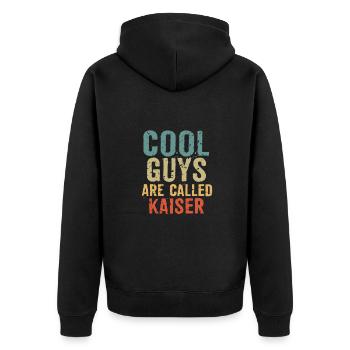 Cool guys are called Kaiser - Unisex Premium Bio Zip Hoodie - Schwarz - Hinten - Nico (187cm)