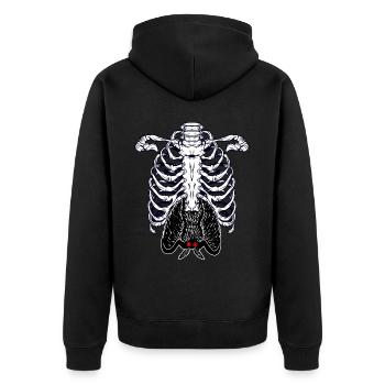 Mothman Skeleton Cryptid Cryptozoology - Unisex Premium Organic Zip Hoodie - black - Back - Nico (187cm)